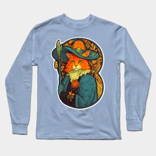 Art Nouveau Sorcerer Cat Wizard Long Sleeve T-Shirt